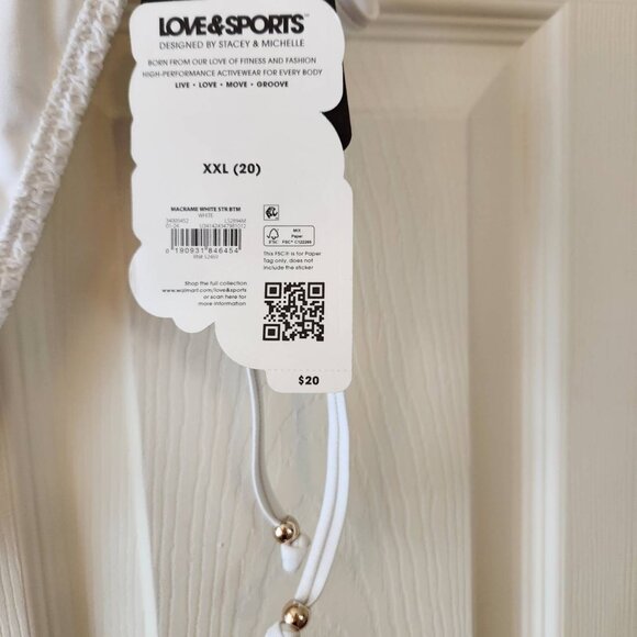 Love & Sports White Macrame Bikini Bottom XXL Women NWT - Picture 4 of 10